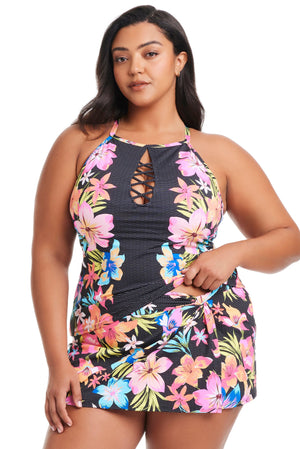 NEW! Plus Size Sweet Escape Hi-Neck Tankini Top