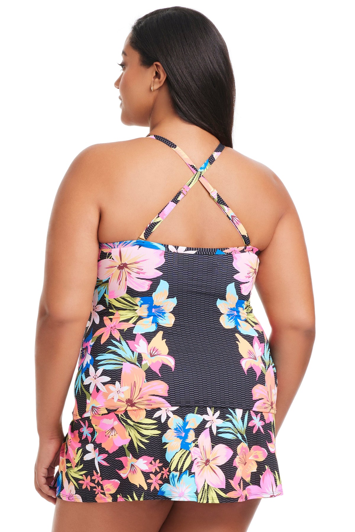 Plus Size Sweet Escape Hi-Neck Tankini Top - Bleu Rod Beattie