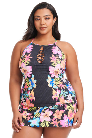 NEW! Plus Size Sweet Escape Hi-Neck Tankini Top