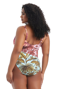 White Lotus Plus Mio one-piece swimsuit by Bleu Rod Plus, featuring a white, plus-size design with supportive straps and sleek fit.