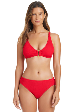 Pucker Up Over The Shoulder Bikini Top in Red