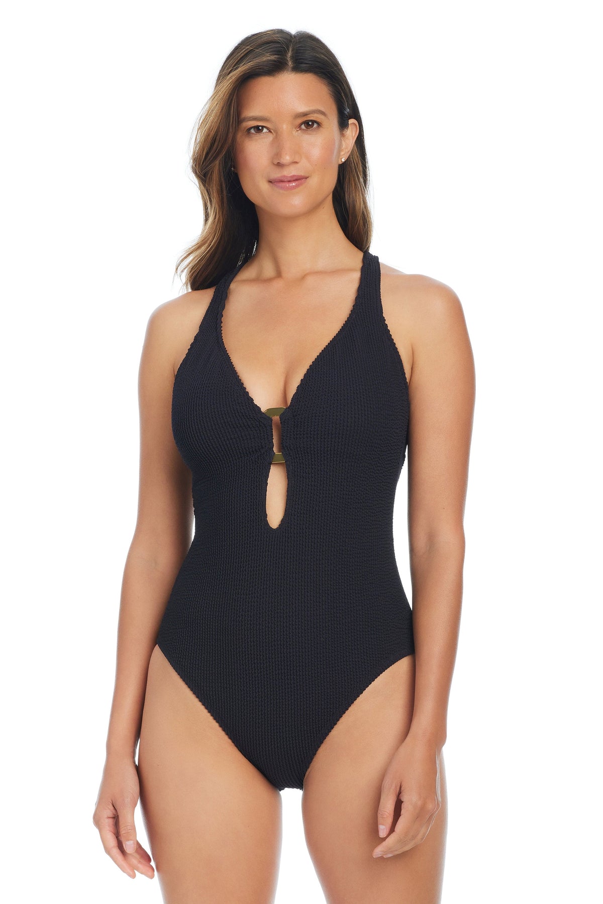 Pucker Up Cross Back One Piece Swimsuit - Bleu Rod Beattie