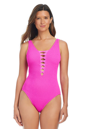 Pucker Up Lace Down One Piece Swimsuit