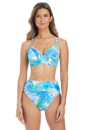 Blue Bleu Rod Riviera Retreat high waist bikini bottom with a classic, flattering fit and vibrant swimwear design.