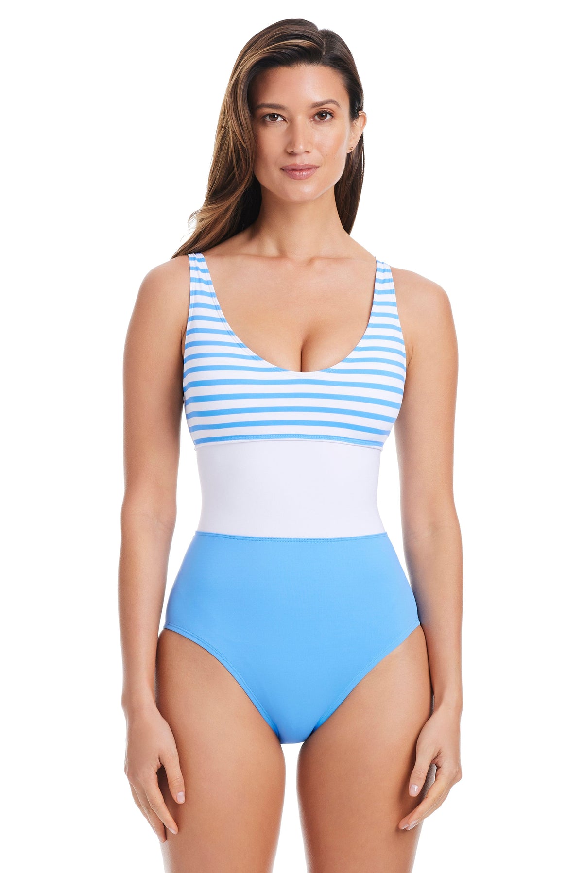 Smooth Operator Exclusive V Neck One Piece Swimsuit - Bleu Rod Beattie