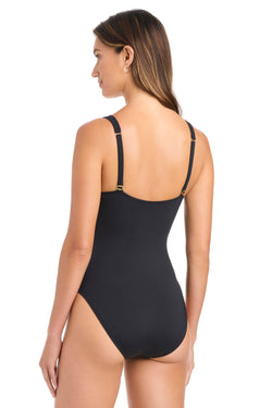 Snap To It! Snap Down Over The Shoulder One-Piece Swimsuit - Bleu Rod Beattie