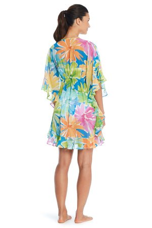 Spring It On Open Front Ruffle Caftan - Bleu Rod Beattie