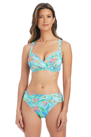 Bleu Rod Summer Solstice D-DD Cup bikini top with underwire, featuring a vibrant summer design and supportive fit.