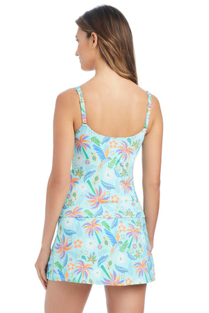 Bleu Rod Summer Solstice scoop neck tankini swim top in vibrant summer colors, designed for stylish beach and pool wear.