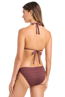 Sunkissed Crochet Bleu Rod triangle bikini top with crochet details, featuring a classic triangle design perfect for beachwear.