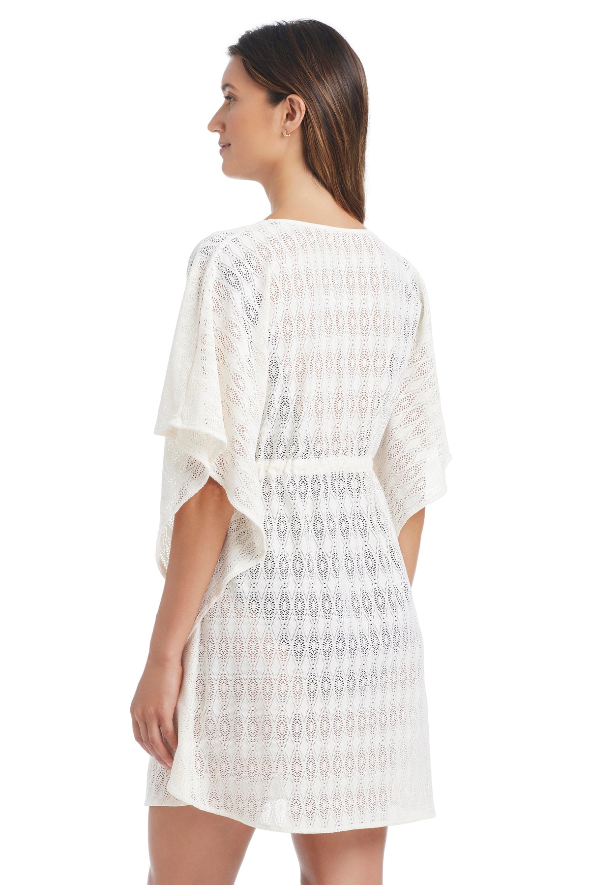 Sunkissed Crochet Caftan Coverup by Bleu Rod, lightweight crochet cover-up with intricate patterns perfect for beachwear.