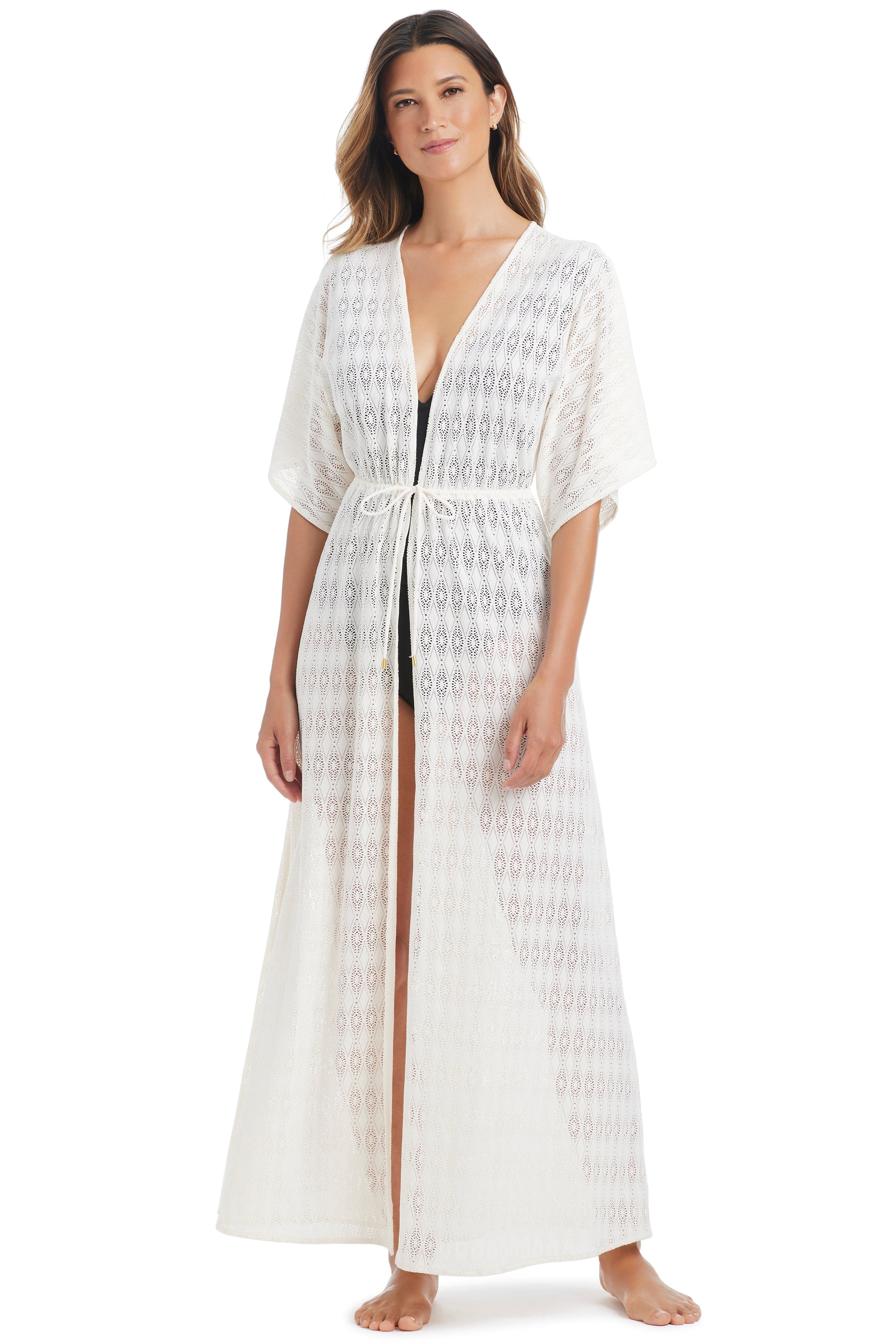 Rod Beattie Women's Open Stitch Cover Up Caftan - White
