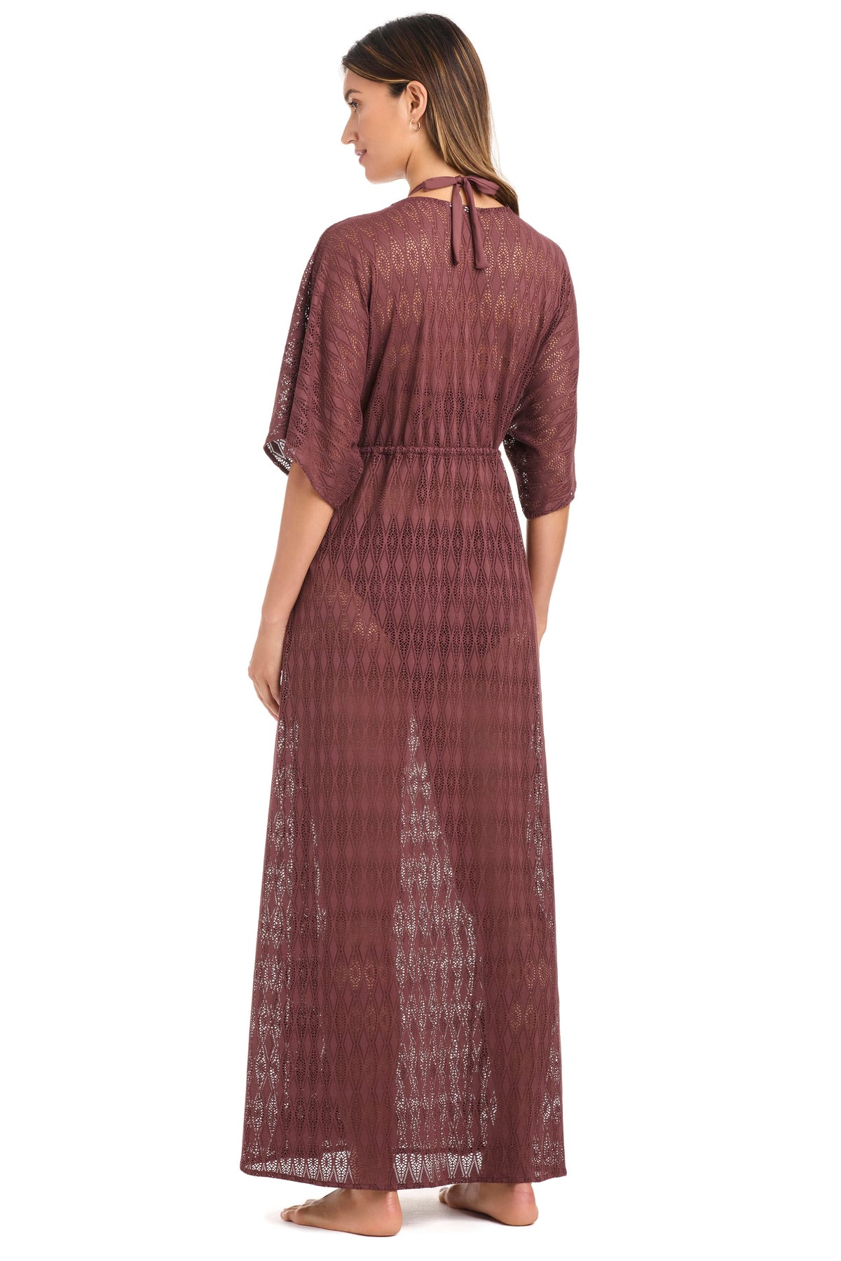Sunkissed Crochet Dress Coverup by Bleu Rod, lightweight and airy crochet dress for beach or poolside wear.