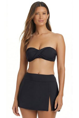 Black Bleu R Od Kore Twist Bandeau Bikini Top from The Kore Collection with a twisted front design.