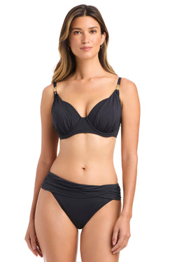 Black Bleu Rod The Kore Collection D-DD Cup Bikini Top showing underwire design, adjustable straps, and smooth fabric.