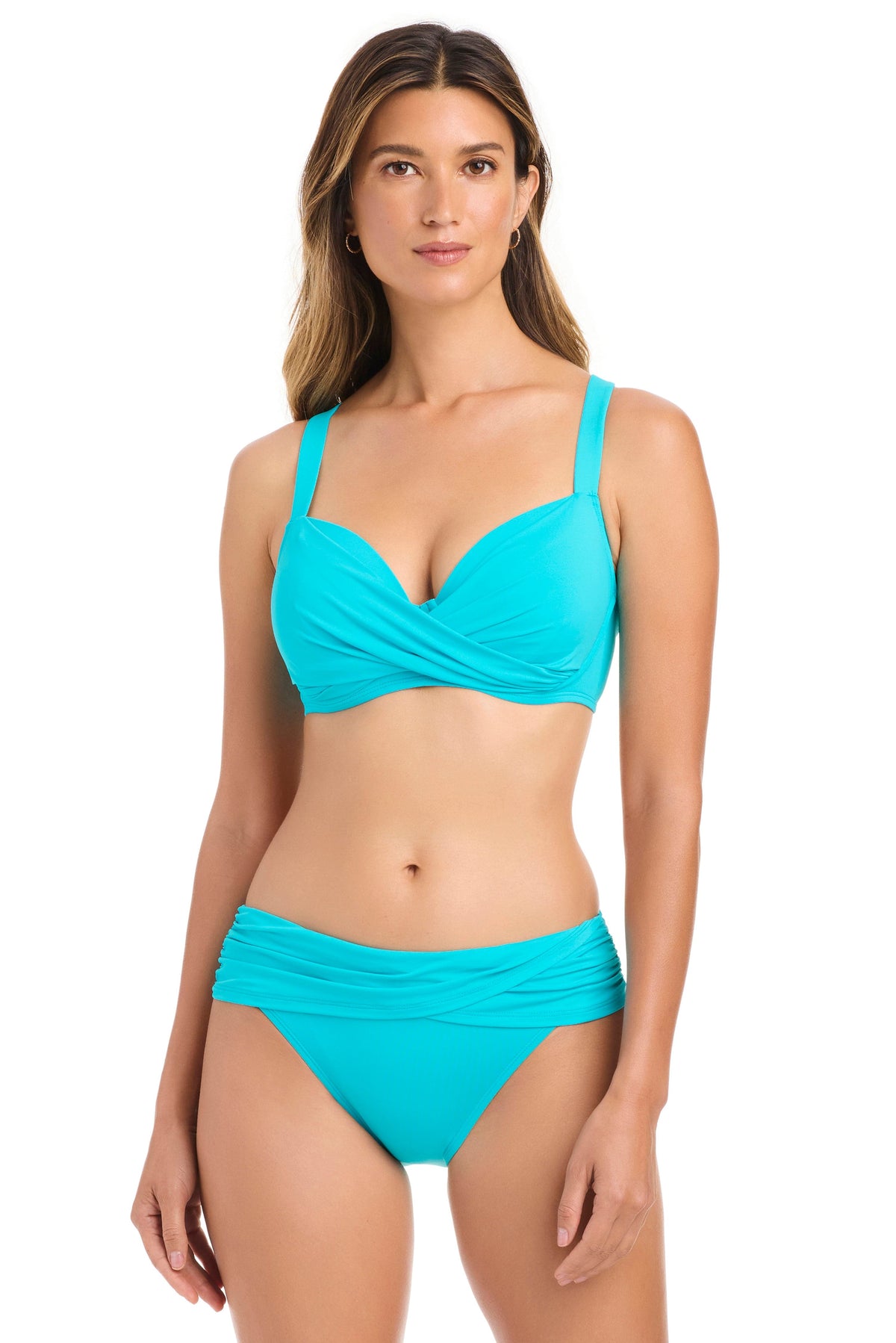 Bleu Rod The Kore Collection women's D-DD cup underwire bikini top in a waterfall style, featuring supportive design and vibrant color.