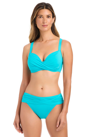 Bleu Rod The Kore Collection women's D-DD cup underwire bikini top in a waterfall style, featuring supportive design and vibrant color.