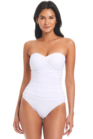 Women's Kore Twist Bandeau Premium One-Piece Swimsuit en White