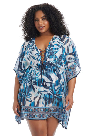 Turning Tides Plus Size Caftan Coverup - Bleu Rod Beattie