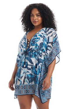 Turning Tides Plus Size Caftan Coverup - Bleu Rod Beattie