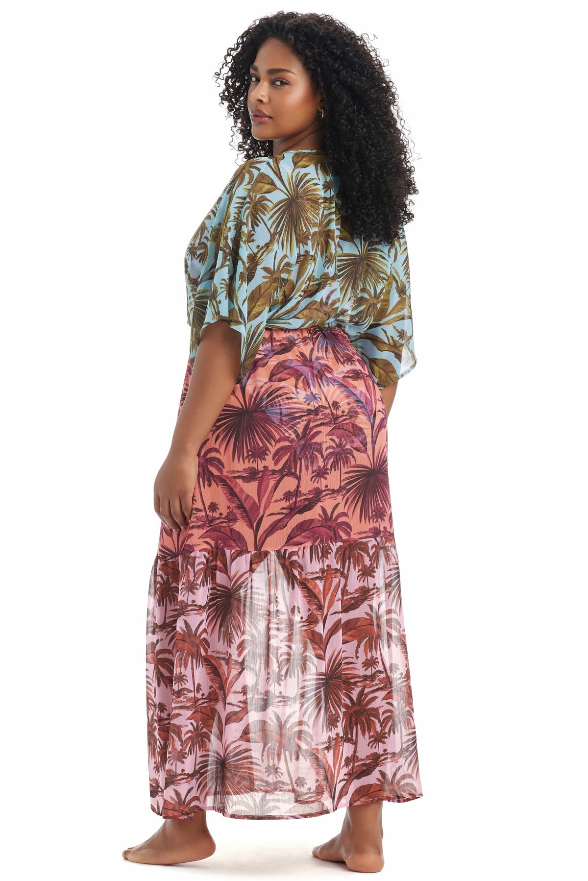 White Lotus Plus Size Dress Coverup by Bleu Rod Plus, lightweight white fabric with flowy design, perfect for beachwear or resort style.