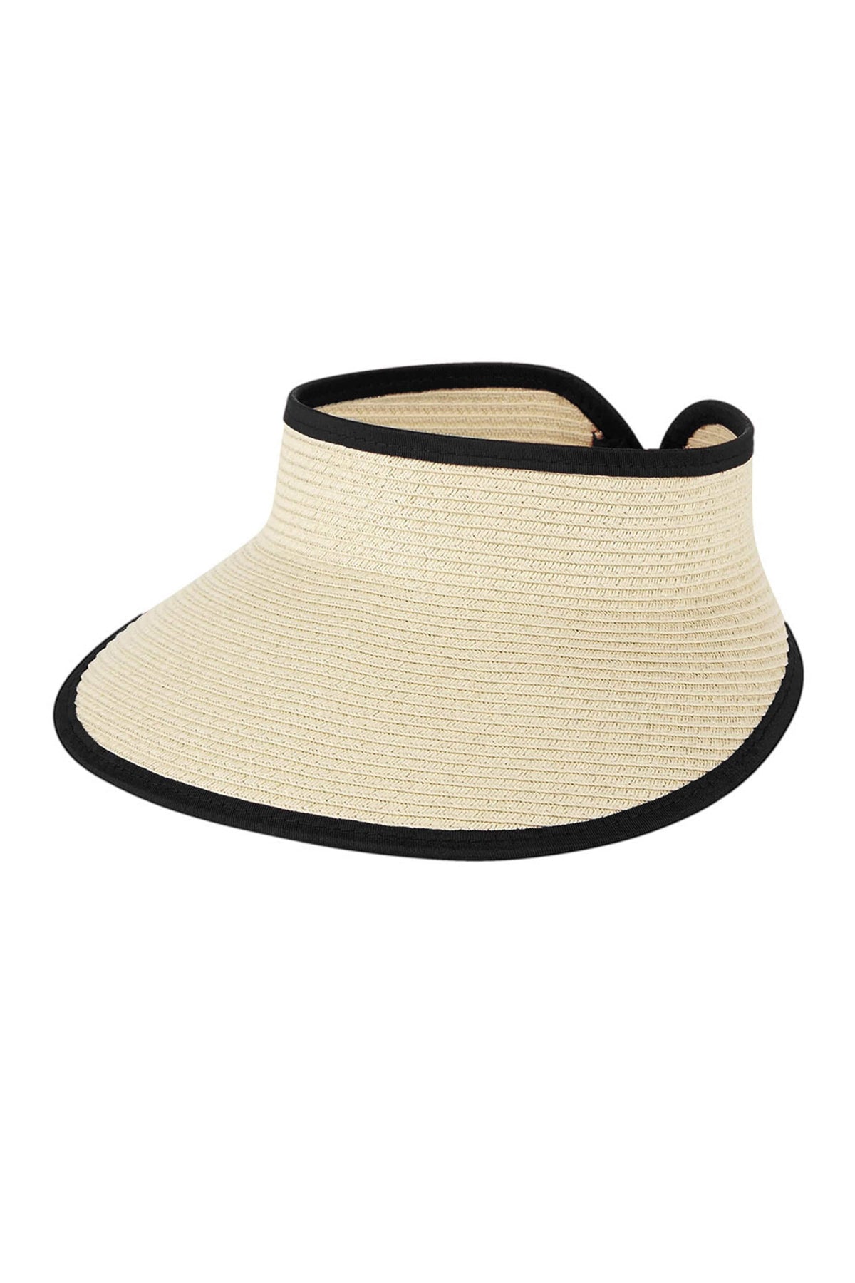 Black trim The It Girl Visor hat by BRB Hats with a stylish wide brim and adjustable strap, perfect for sun protection.