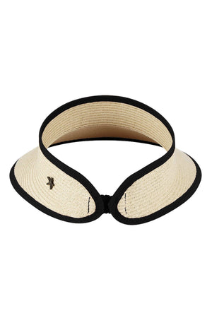 BRB Hats The It Girl Visor in black trim, stylish hat with a curved brim and adjustable strap, perfect for sun protection and fashion.