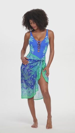 Women's Desert Bloom Lace Down Premium One Piece Swimsuit