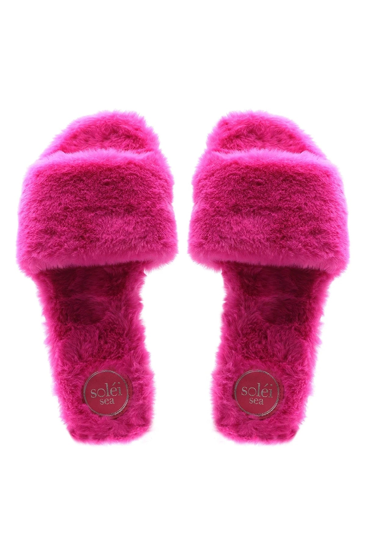 The Averie Hot Pink Faux Fur Slides