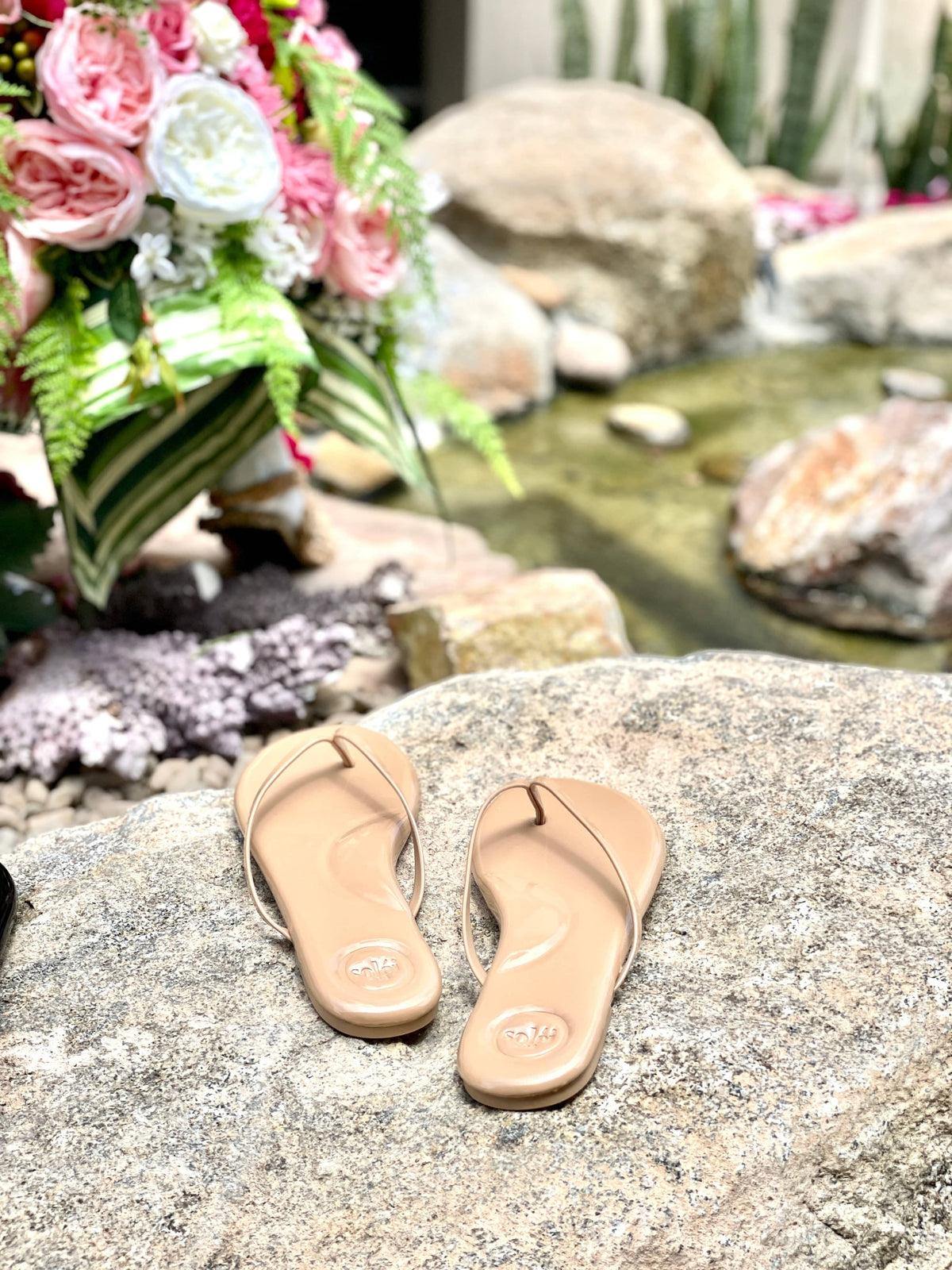 The Indie Patent Strap Sandal In Nude