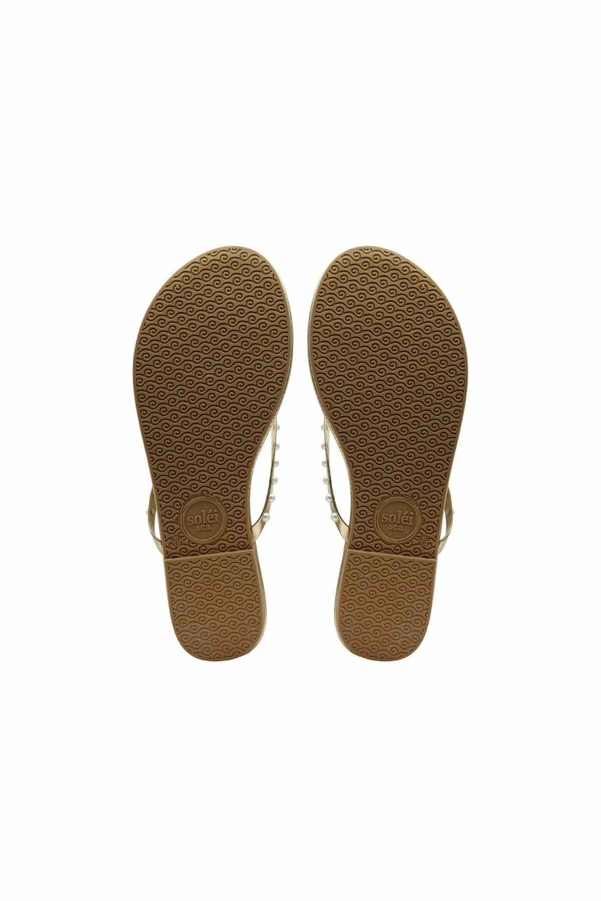 The Indie Sandal in Solid Metallic Gold with Pearls