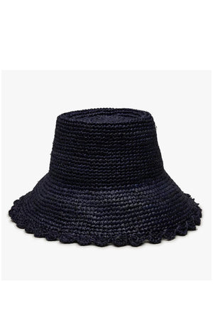 Navy Lacey Bucket Hat by Wyeth featuring lace details, wide brim, and casual style for sun protection and fashion.
