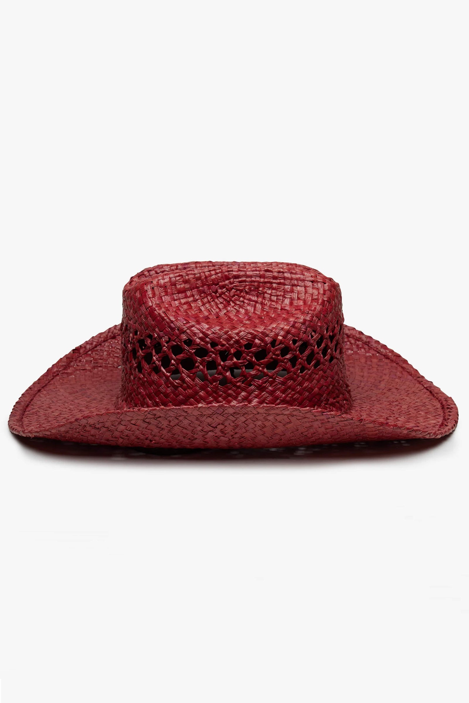 WYETH Brodie Raffia Cowboy hat in wine color, featuring a wide brim and stylish design, made from raffia material.