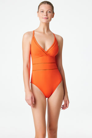 Surpliced Plunge One Piece Swimsuit, BS - Bleu Rod Beattie