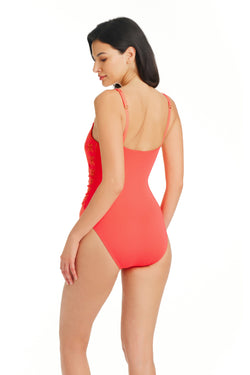 Eyes Wide Open One Piece Scoop Neck Swimsuit - Bleu Rod Beattie