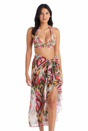 Long Chiffon Ruffle Pareo, Swim Cover Up, FS - Bleu Rod Beattie