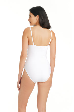 Graphic Measures Asymmetrical One Shoulder One Piece Swimsuit