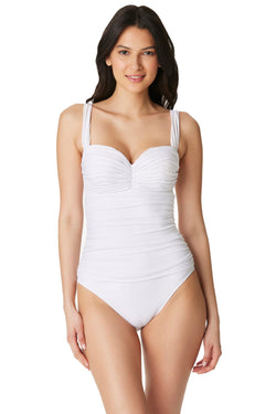 One Piece Shirred Bandeau Swimsuit - Bleu Rod Beattie