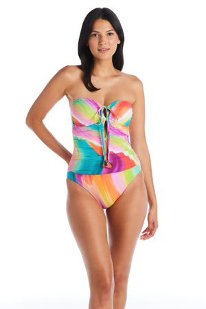 Tie Neck Bandeau, One Piece Swimsuit, SO - Bleu Rod Beattie