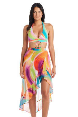 Long Chiffon Ruffle Pareo, Swim Cover Up, SO - Bleu Rod Beattie