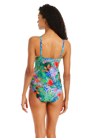 Tropical Flight High Neck Tankini Top - Bleu Rod Beattie