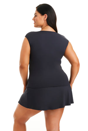 Cap Sleeve Tankini Top, Plus, LGT - Bleu Rod Beattie